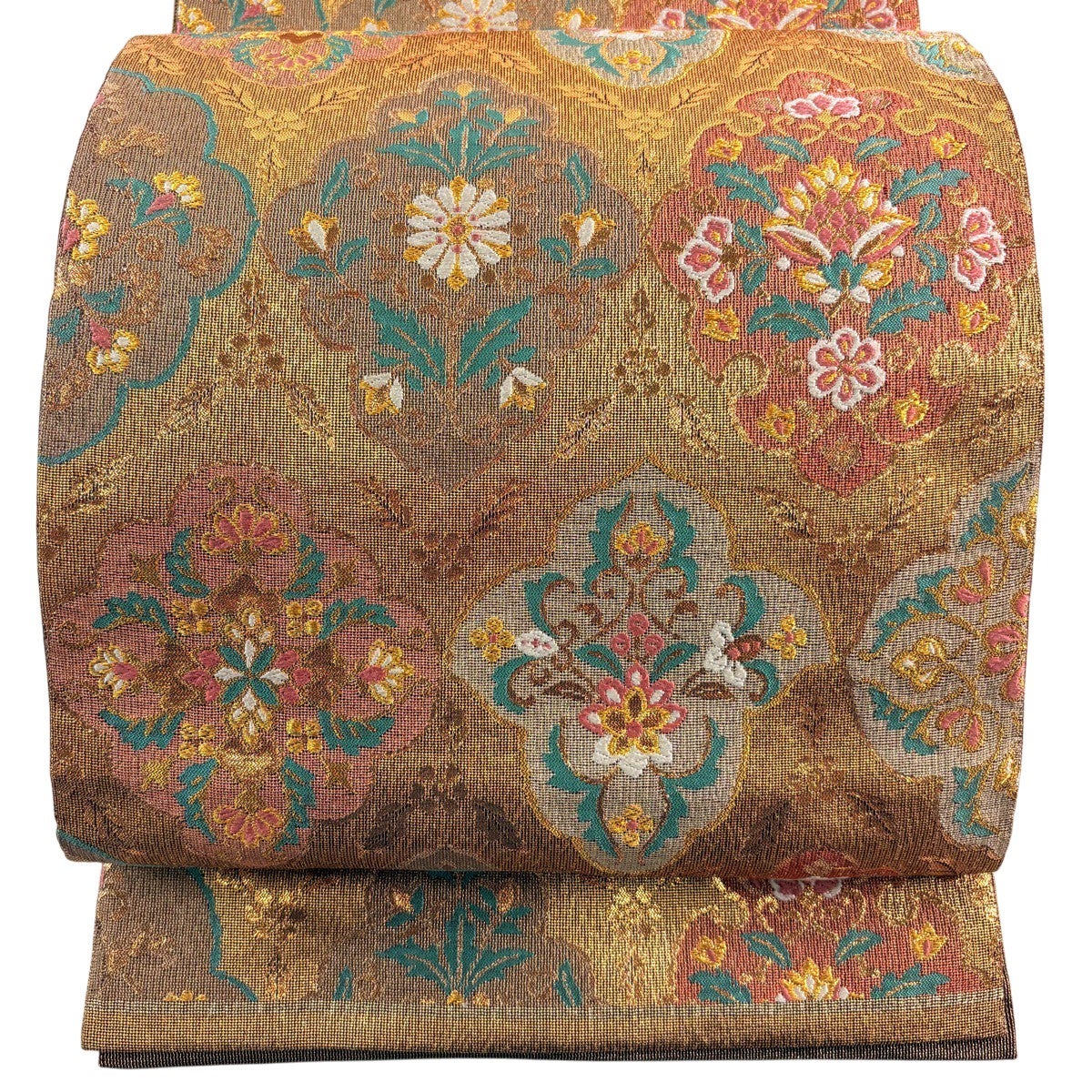 袋帯 名品 草花 華文 金糸 箔 金茶 六通 正絹｜中古・古着・リサイクル