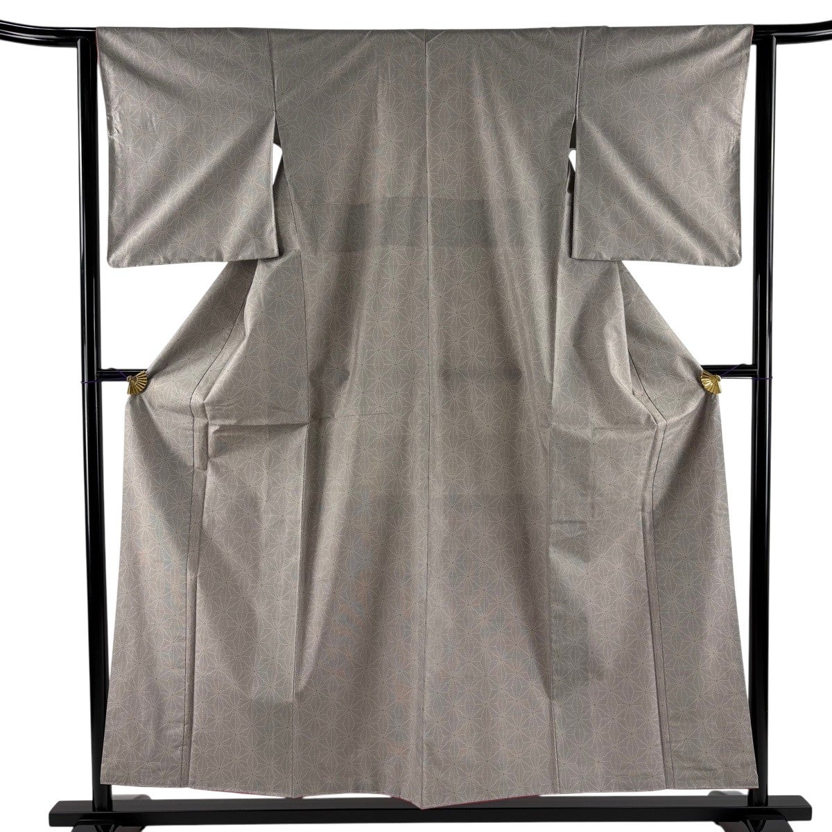 美品】 大島紬 身丈156cm 裄丈62cm S 袷 証紙あり 麻の葉 灰紫 正絹 秀
