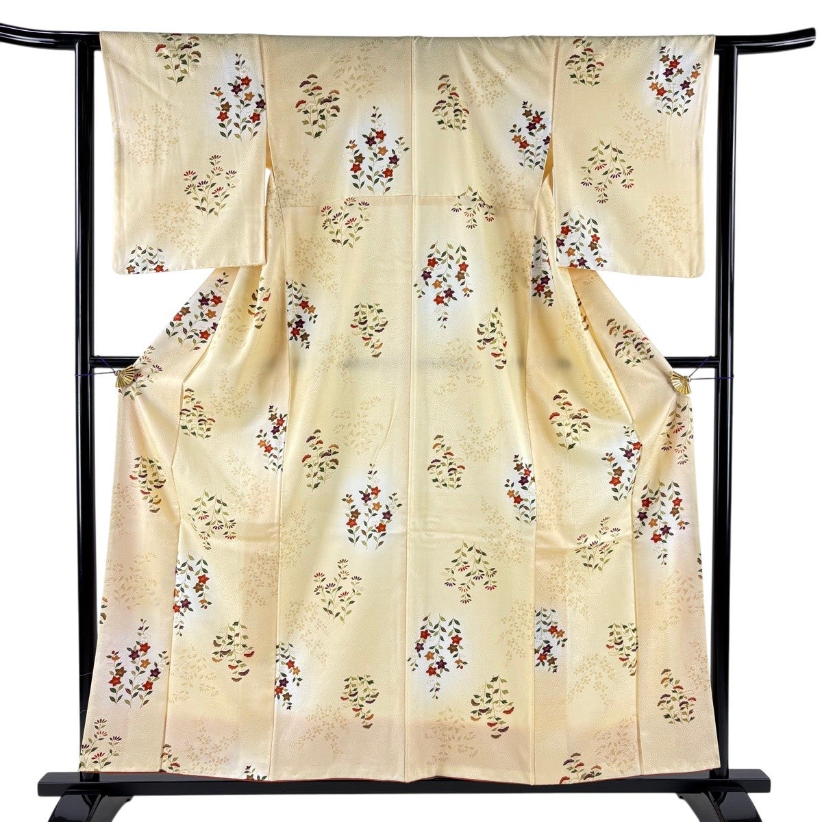 美品】 小紋 身丈157.5cm 裄丈61.5cm S 袷 洗える着物 女郎花 桔梗