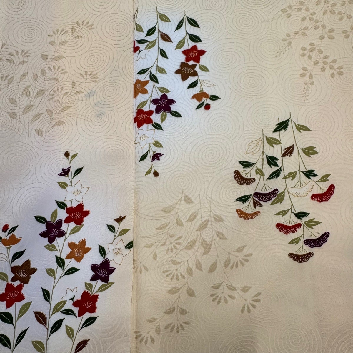 美品】 小紋 身丈157.5cm 裄丈61.5cm S 袷 洗える着物 女郎花 桔梗