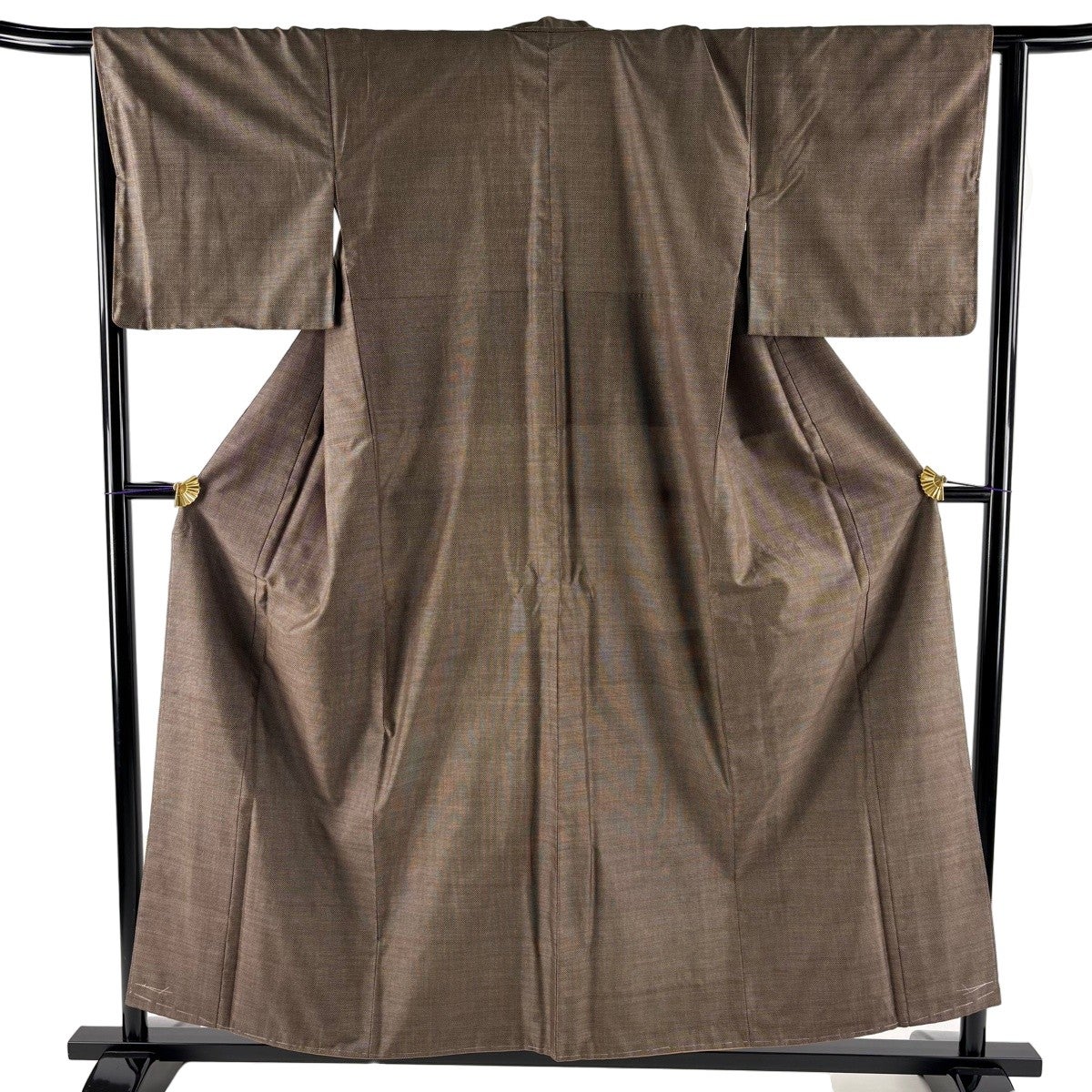 紬 身丈156cm 裄丈65cm M 袷 証紙あり 絣柄 茶色 正絹 秀品｜中古