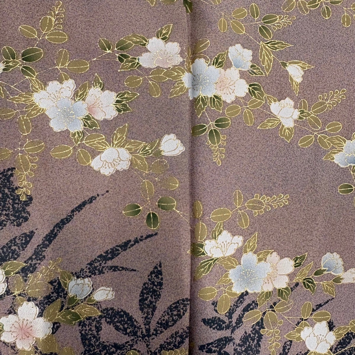 美品】 訪問着 身丈155.5cm 裄丈63cm S 袷 桜 シルエット 金彩 ぼかし