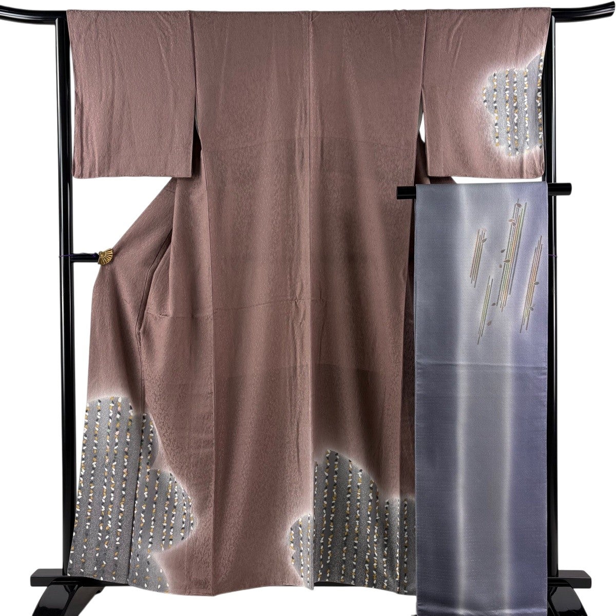 美品】 付下げ 身丈160cm 裄丈64.5cm M 袷 袋帯セット 林淳一 落款あり