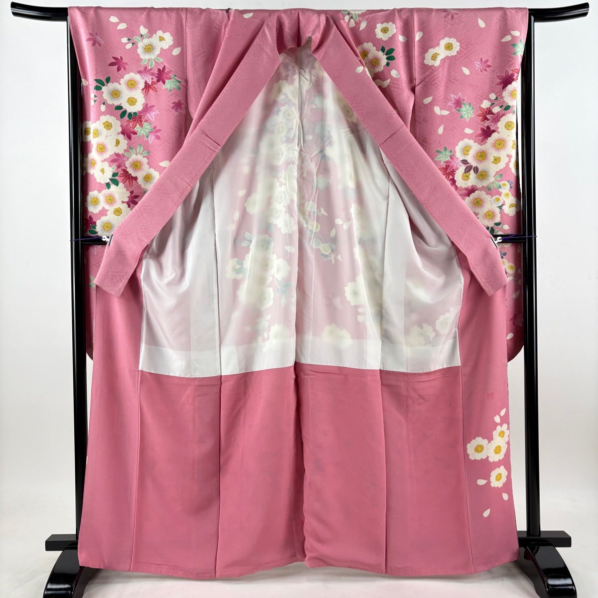 振袖 身丈165cm 裄丈65.5cm M 袷 袋帯フルセット 桜 菊 金糸 金彩