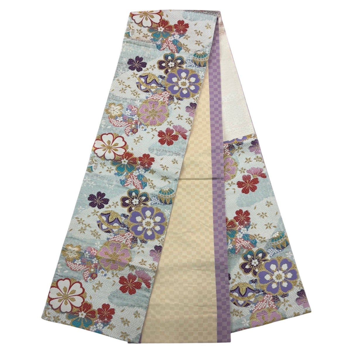 振袖 身丈165cm 裄丈65.5cm M 袷 袋帯フルセット 桜 菊 金糸 金彩
