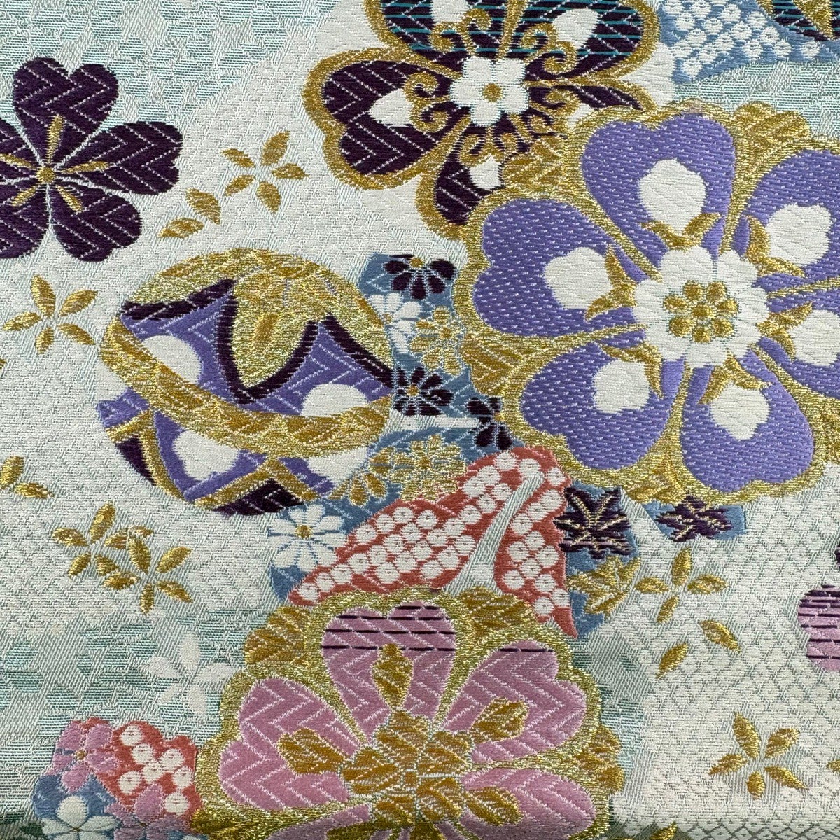振袖 身丈165cm 裄丈65.5cm M 袷 袋帯フルセット 桜 菊 金糸 金彩