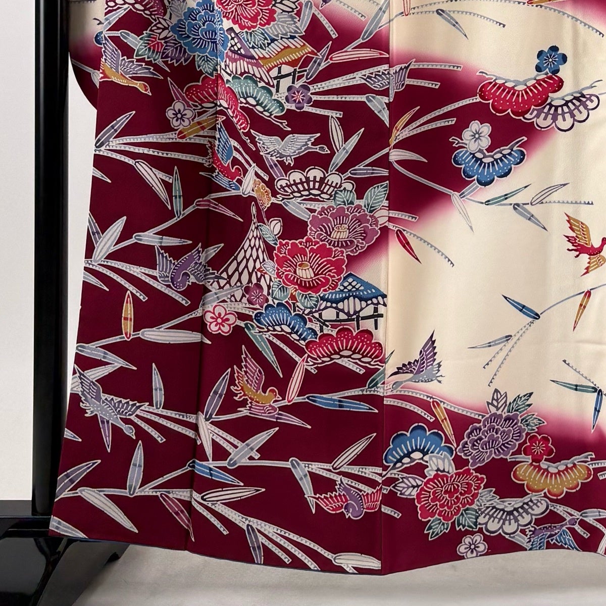 美品】 振袖 身丈161.5cm 裄丈64cm M 袷 やまと 草花 網干 染め分け