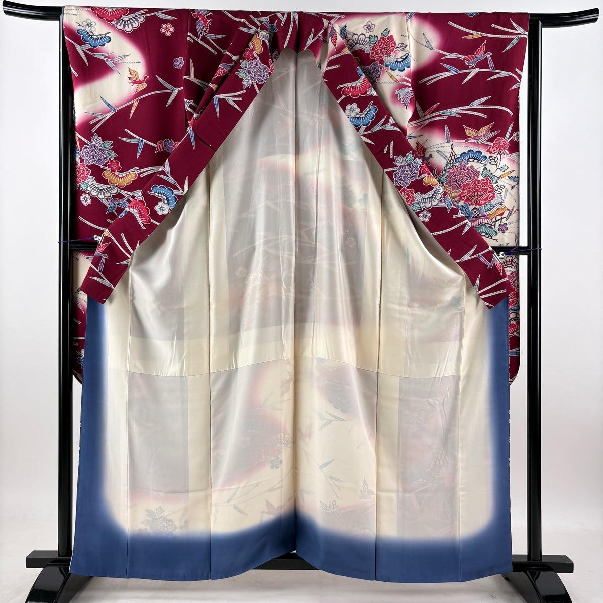 美品】 振袖 身丈161.5cm 裄丈64cm M 袷 やまと 草花 網干 染め分け