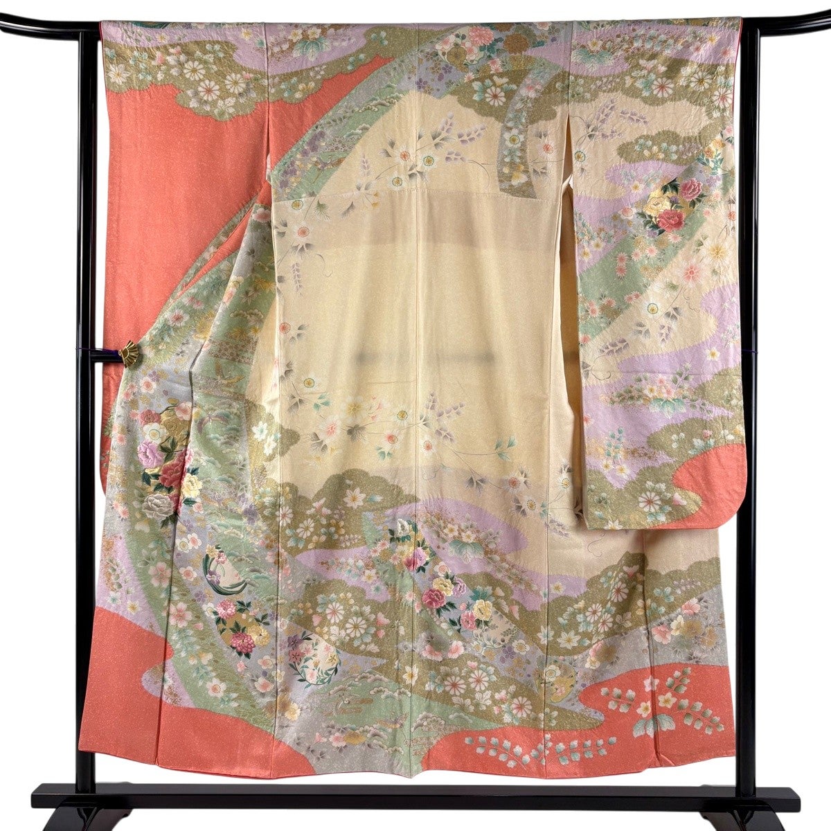 最終価格】 70%OFF 振袖 身丈152.5cm 裄丈62cm S 袷 花丸文 鶴 刺繍
