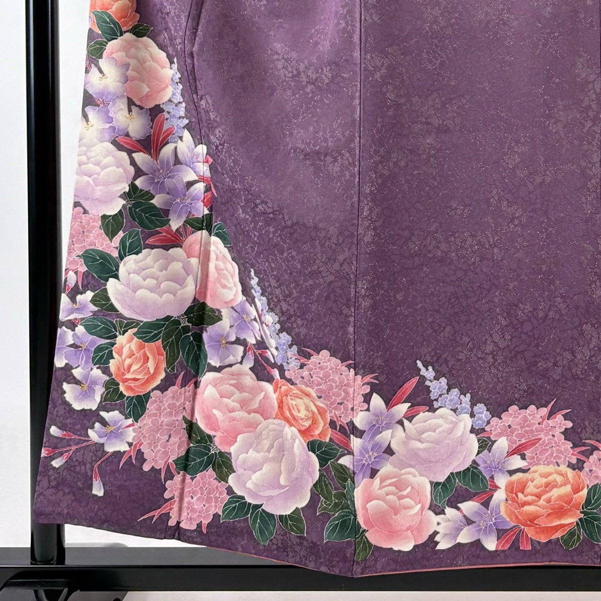 美品】 振袖 身丈155cm 裄丈63cm S 袷 二尺袖 草花 地紋 金通し 金彩
