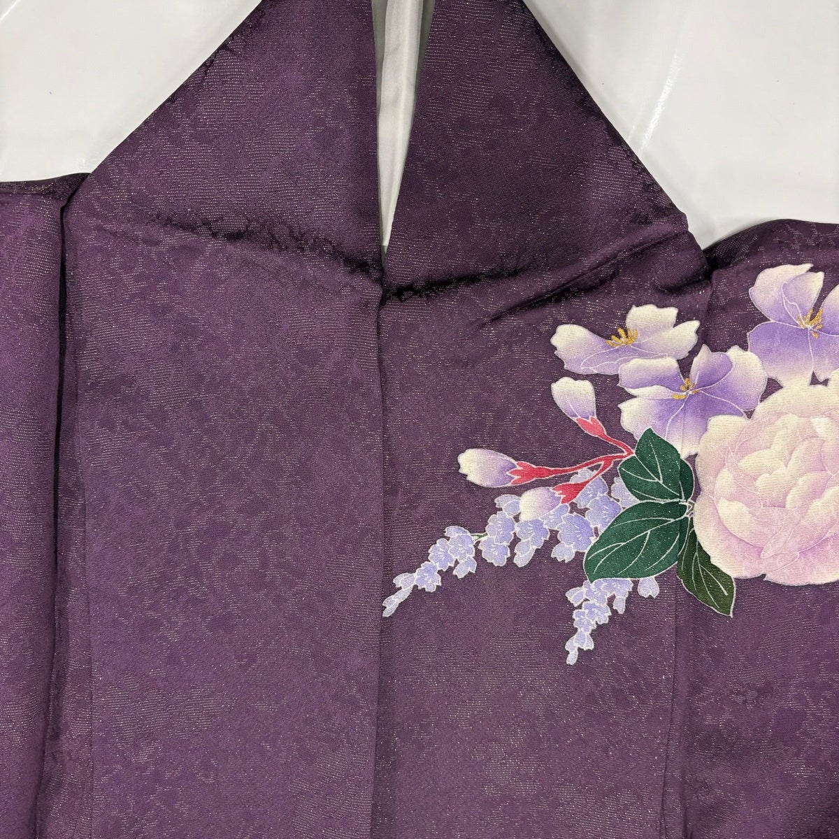 美品】 振袖 身丈155cm 裄丈63cm S 袷 二尺袖 草花 地紋 金通し 金彩