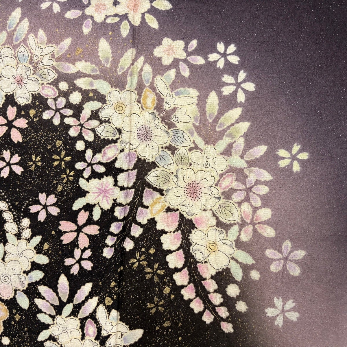 美品】 訪問着 身丈161.5cm 裄丈67.5cm L 袷 落款あり 草花 金通し
