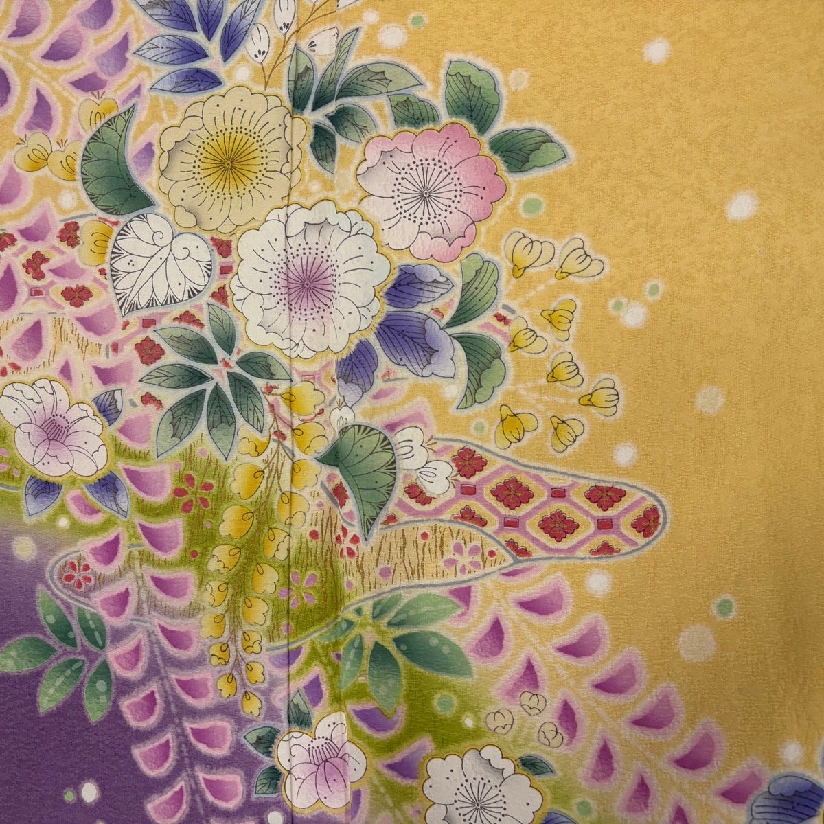 美品】 振袖 身丈167cm 裄丈68cm L 袷 辻が花柄 草花 染め分け ぼかし