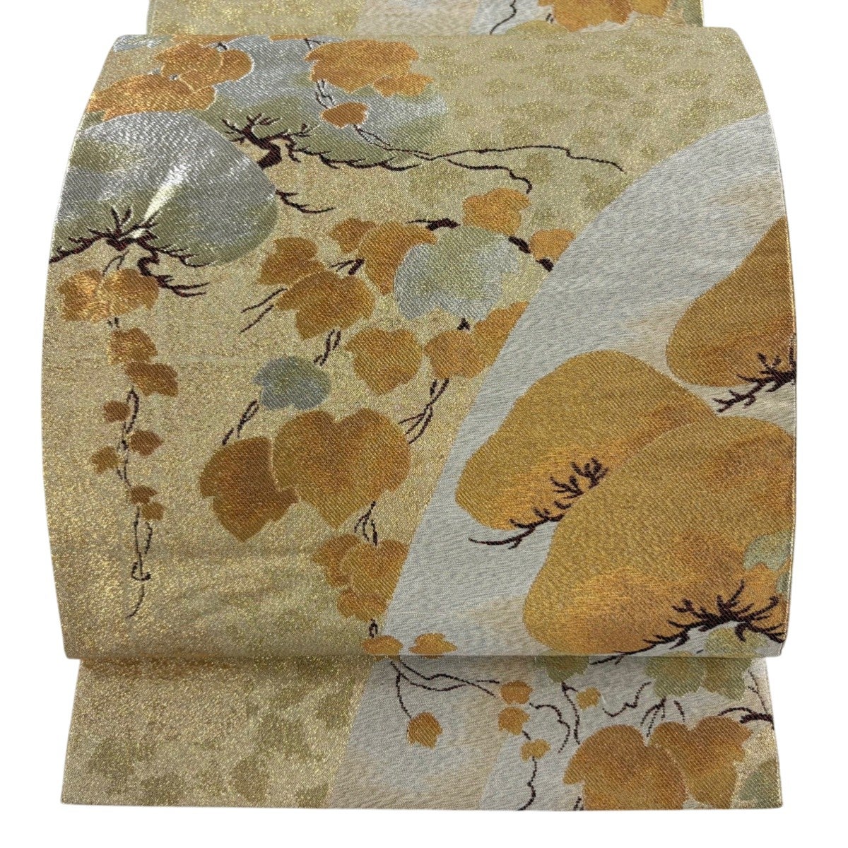 美品】 袋帯 秀品 松 蔦 金銀糸 箔 金色 六通 正絹｜中古・古着
