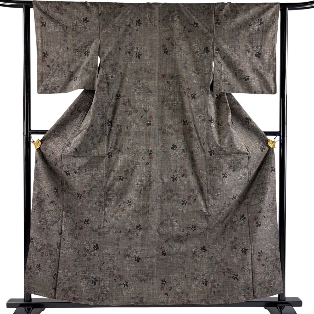 紬 身丈159.5cm 裄丈61.5cm 正絹 秀品 【中古】 紬 身丈159.5cm 裄丈61.5cm S 袷 華文 幾何学 えんじ色 正絹 優品