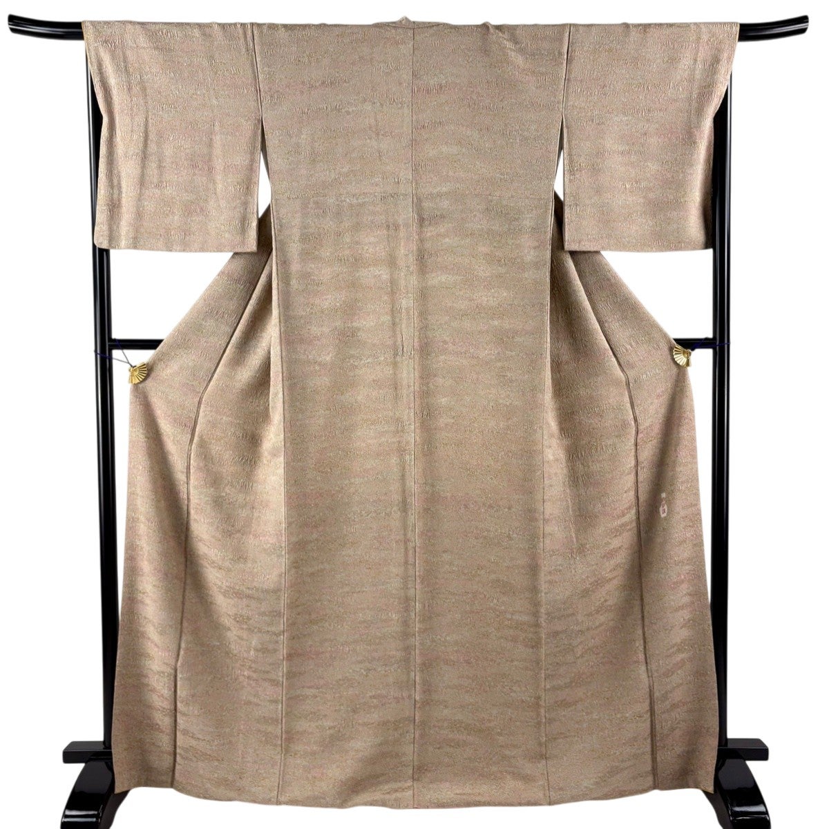 美品】 小紋 身丈168.5cm 裄丈68cm L 袷 陶彩染 霞 ピンクベージュ