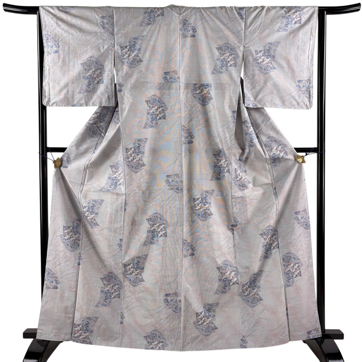 美品】 大島紬 身丈165cm 裄丈64.5cm M 袷 都喜ヱ門 証紙あり 色紙 鶴