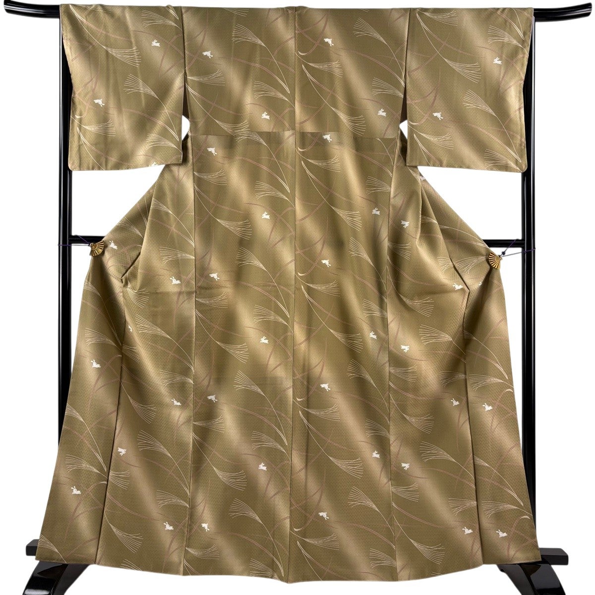 美品】 小紋 身丈165cm 裄丈67.5cm L 袷 バチ衿 ススキ うさぎ ぼかし