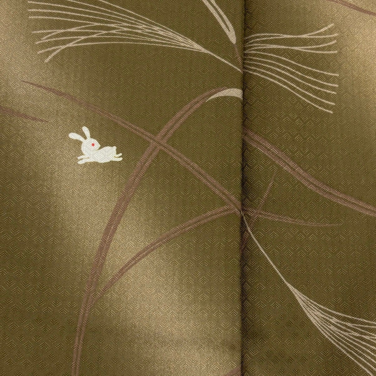 美品】 小紋 身丈165cm 裄丈67.5cm L 袷 バチ衿 ススキ うさぎ ぼかし