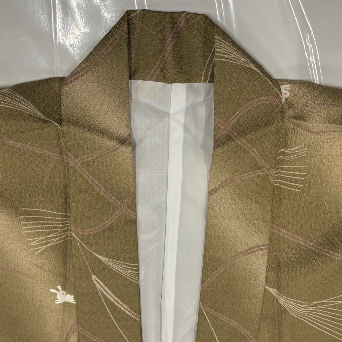 美品】 小紋 身丈165cm 裄丈67.5cm L 袷 バチ衿 ススキ うさぎ ぼかし