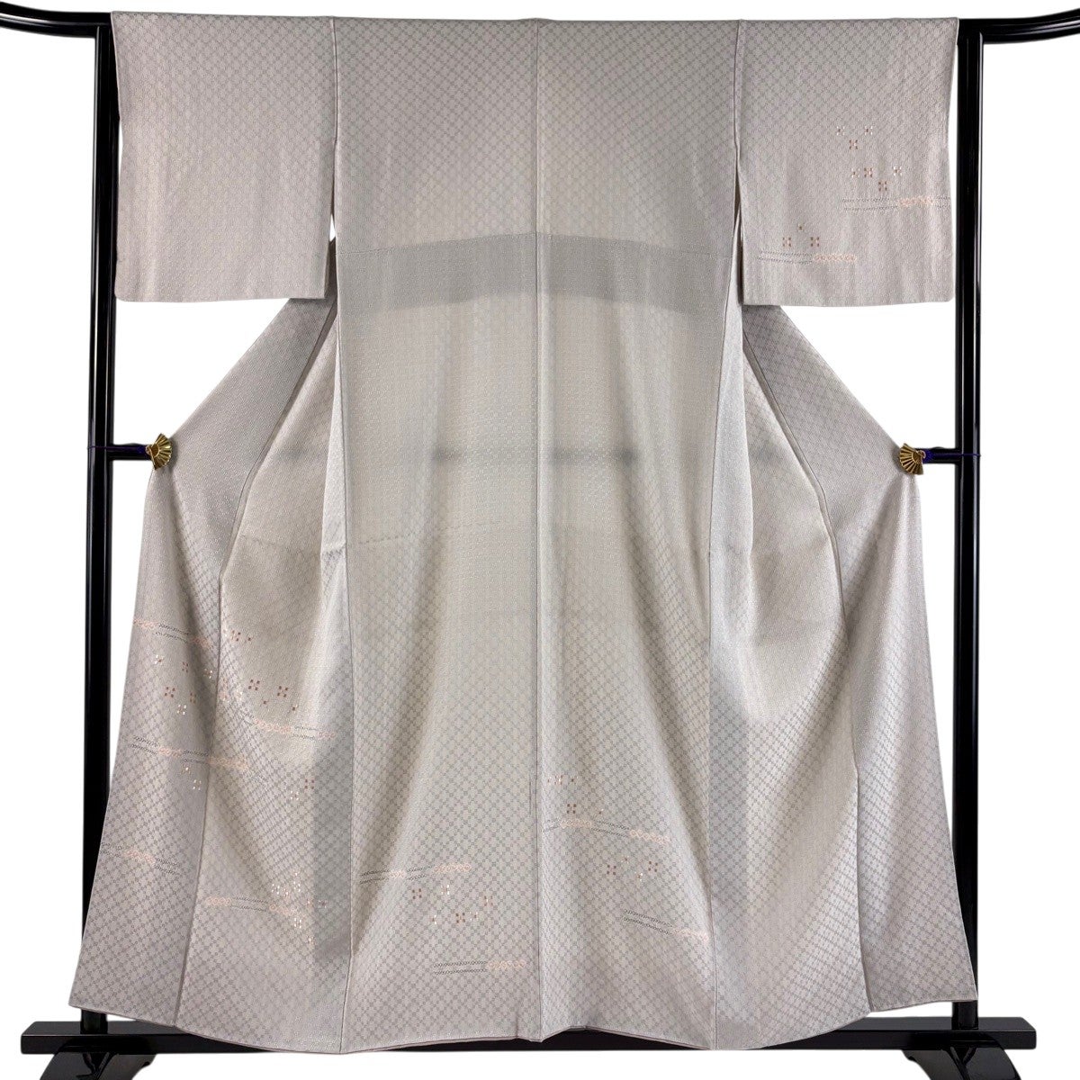 美品】 付下げ 身丈155cm 裄丈63cm S 袷 花 幾何学模様 絞り 薄紫 正絹