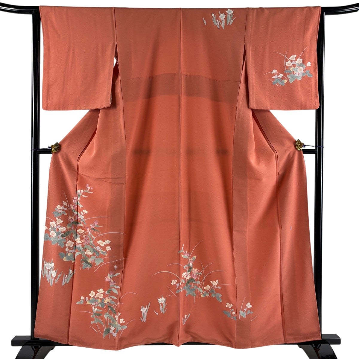 付下げ 身丈157cm 裄丈65cm M 袷 椿 灰桜 正絹 秀品｜中古・古着