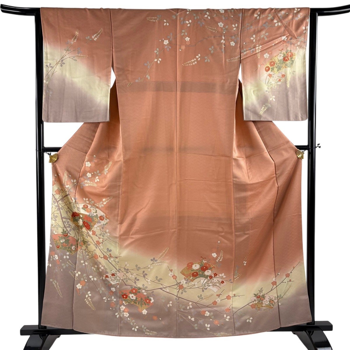 訪問着 身丈161.5cm 裄丈63cm S 袷 扇面 草花 金彩 ぼかし 訪問着 身丈161.5cm 裄丈63cm S 袷 扇面 草花 金彩 ぼかし