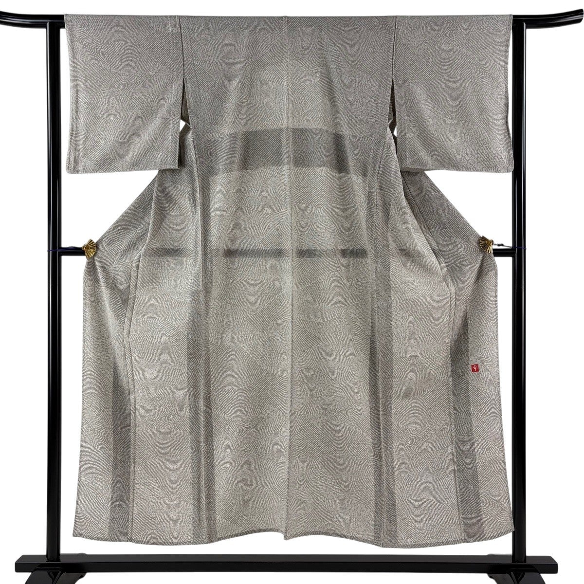 紬 身丈158.5cm 裄丈63cm S 袷 草花 雲文 焦茶色 正絹 秀品｜中古