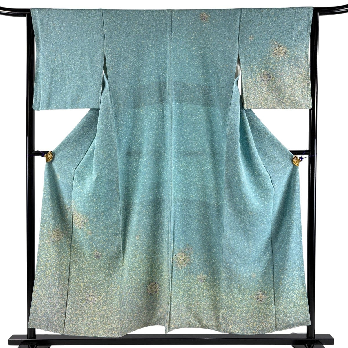 付下げ 身丈153cm 裄丈63.5cm S 袷 華文 草花 薄青緑 正絹 秀品｜中古