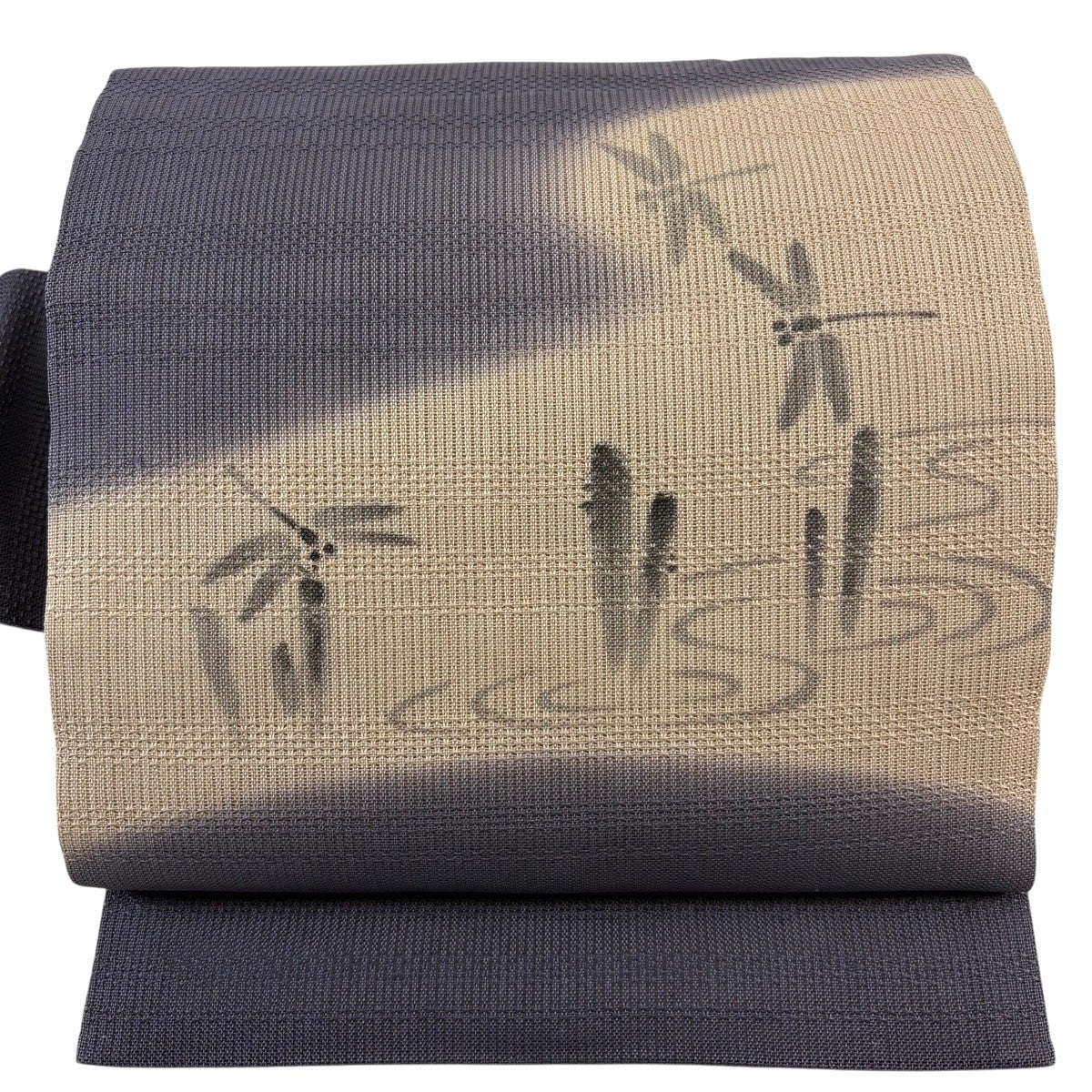 美品】 名古屋帯 名品 夏帯 トンボ 流水 灰紫 正絹｜中古・古着