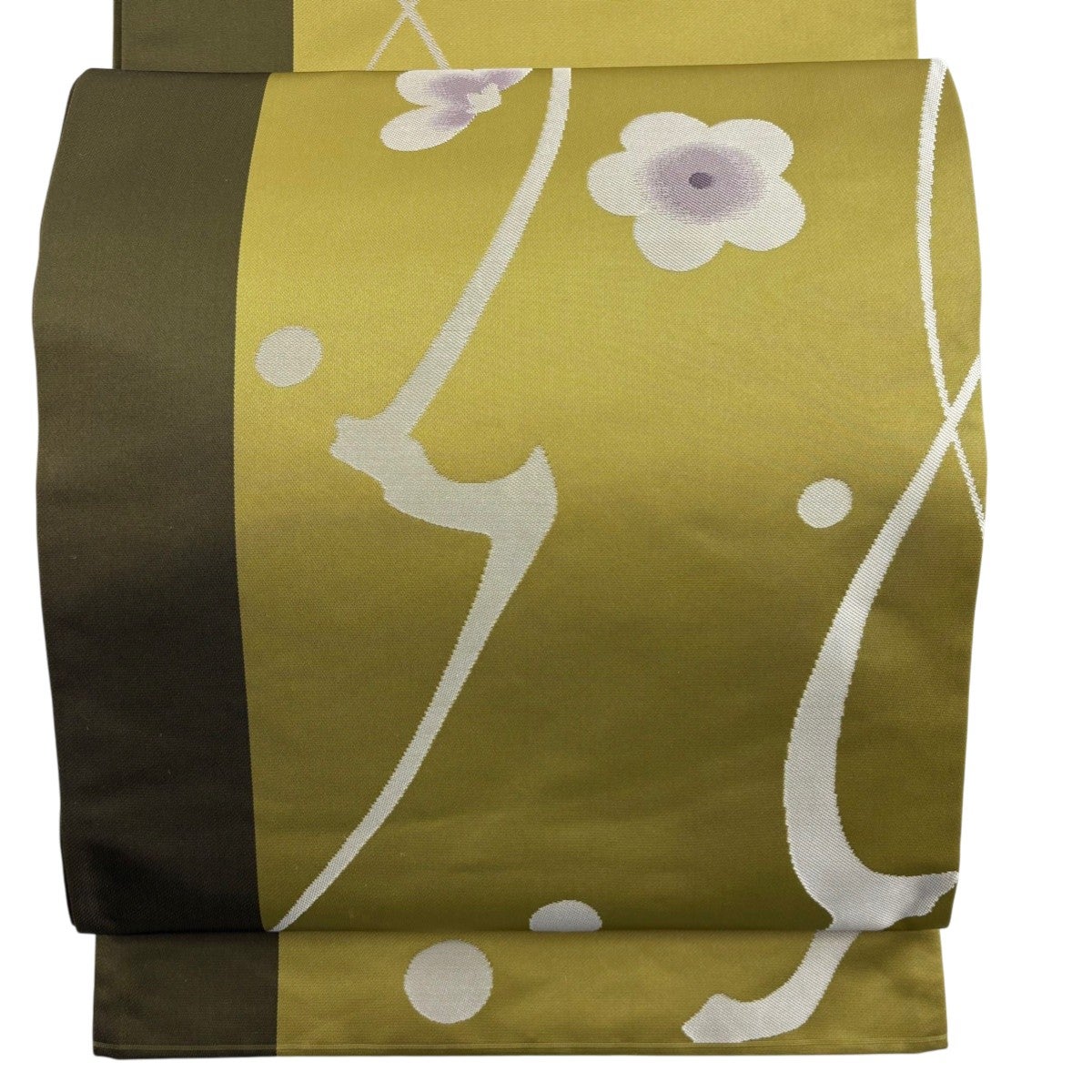 袋帯 逸品 辻村ジュサブロー 落款あり 桜 花びら 灰紫 六通 正絹｜中古