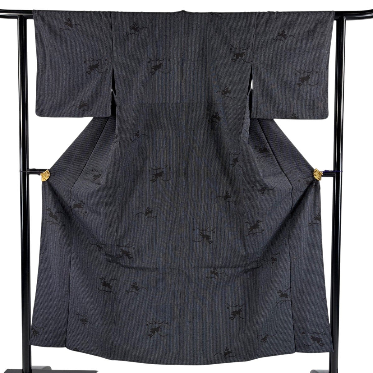 70%OFF 紬 身丈151.5cm 裄丈62cm S 単衣 うさぎ 露芝 濃紺 正絹 名品
