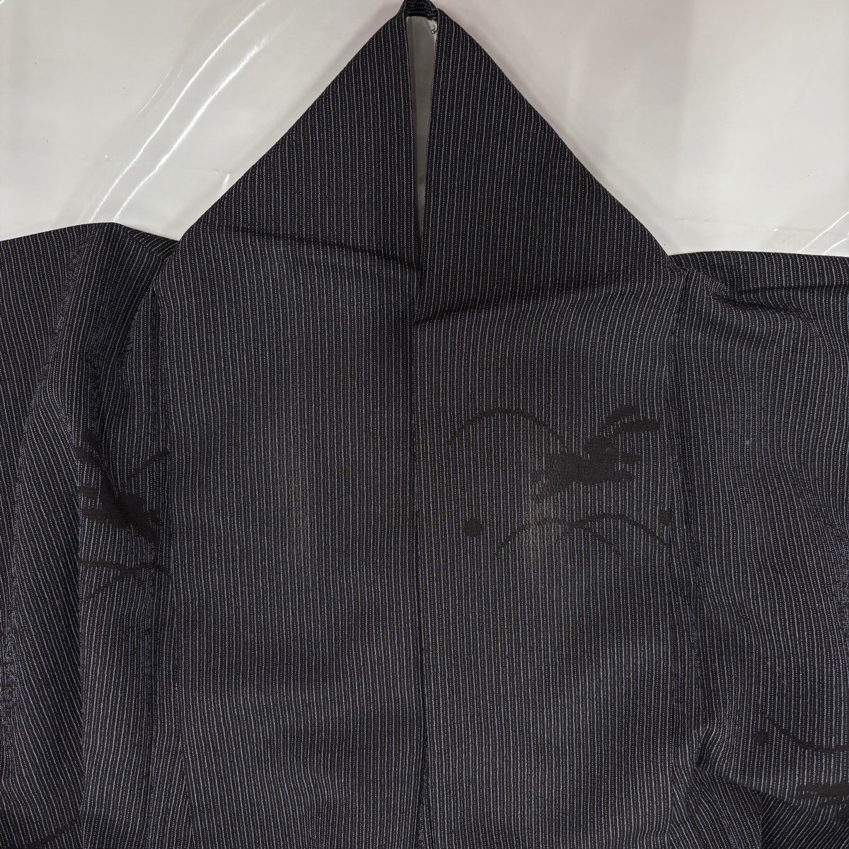 紬 身丈151.5cm 裄丈62cm S 単衣 うさぎ 露芝 濃紺 正絹 名品｜中古