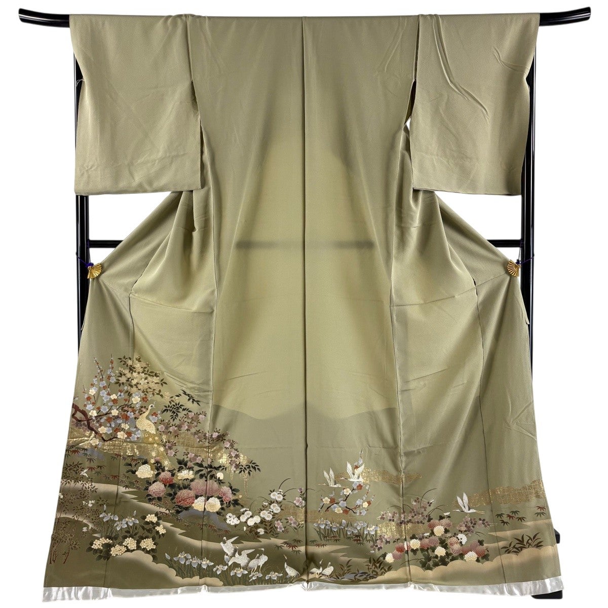 ★専用★美品 色留袖 淡い青緑 松 梅 菊 比翼仕立て 金彩加工 身丈167 色留袖 身丈177cm 裄丈67.5cm 未仕立て 仮絵羽 孔雀 枝梅 金彩 ぼかし