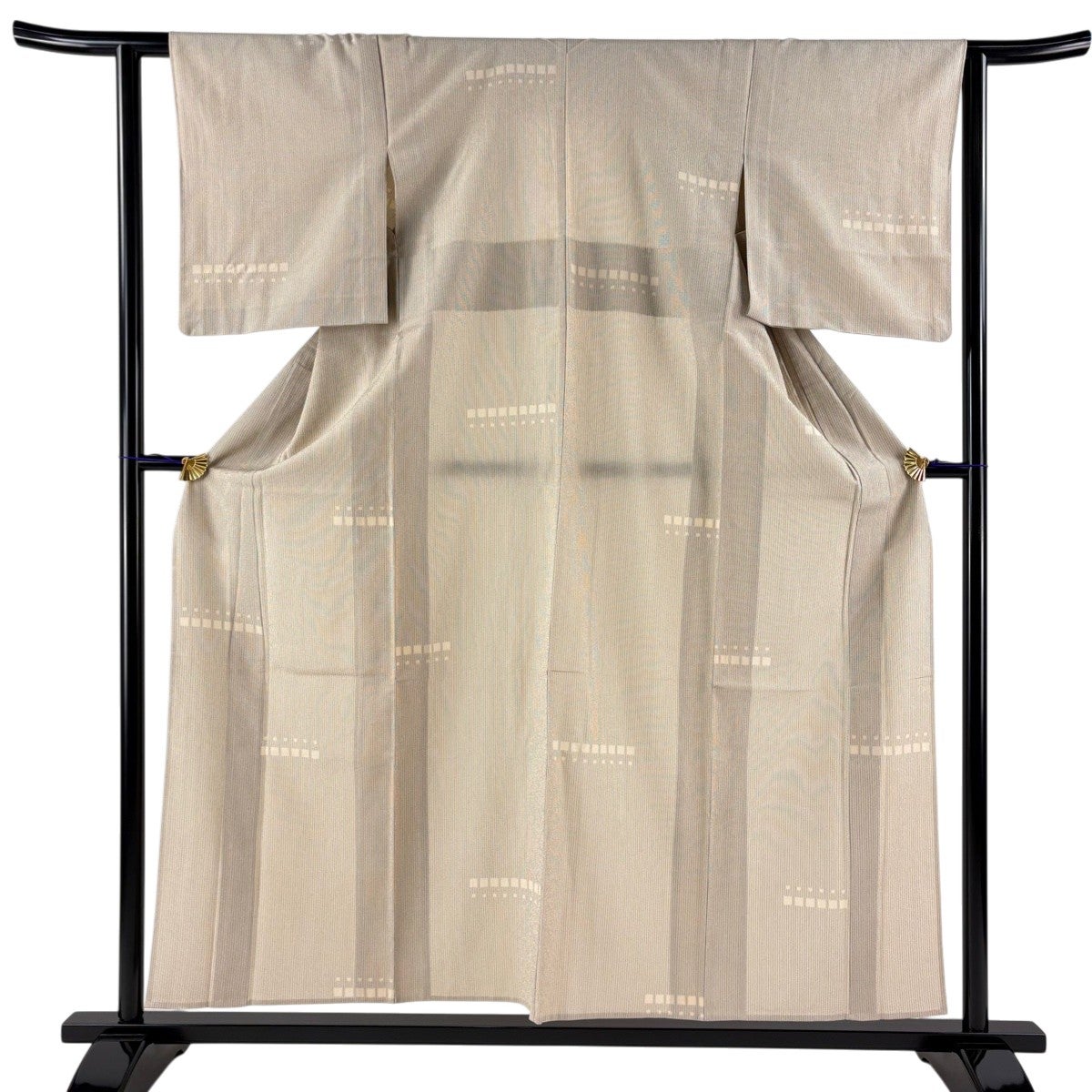 美品】 紬 身丈162cm 裄丈64cm M 単衣 縦縞 紺色 正絹 名品｜中古