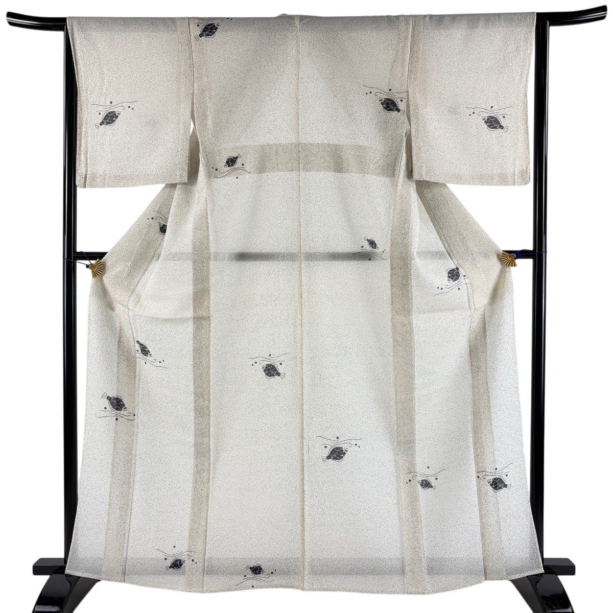 付下げ 身丈163cm 裄丈64.5cm M 薄物 魚 クリーム 正絹 秀品｜中古