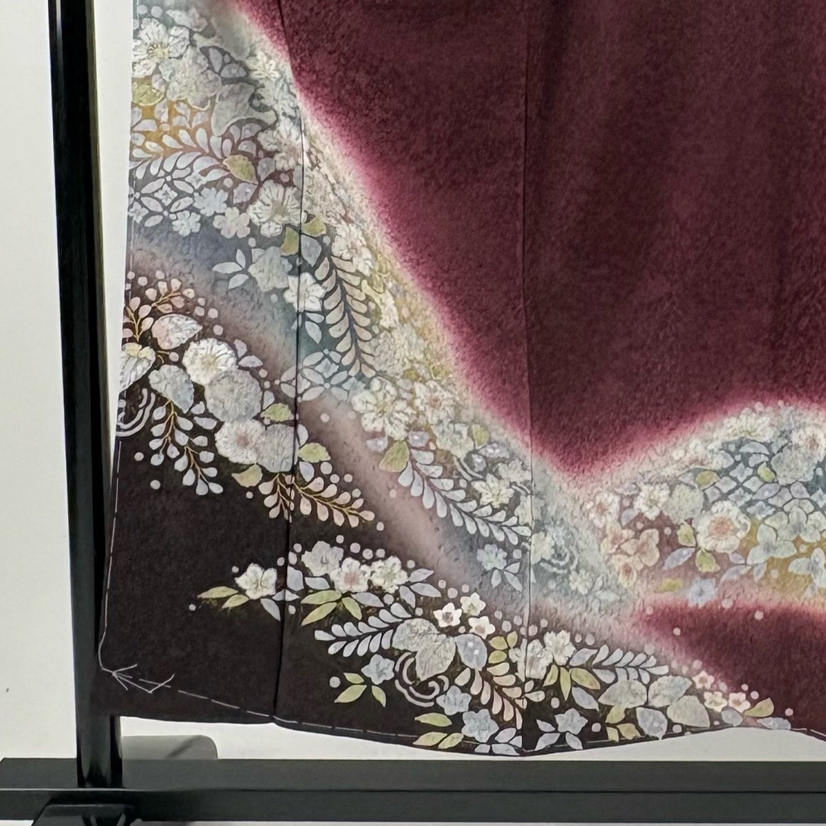 美品】 訪問着 身丈153.5cm 裄丈64cm M 袷 辻が花柄 金彩 ぼかし 赤紫