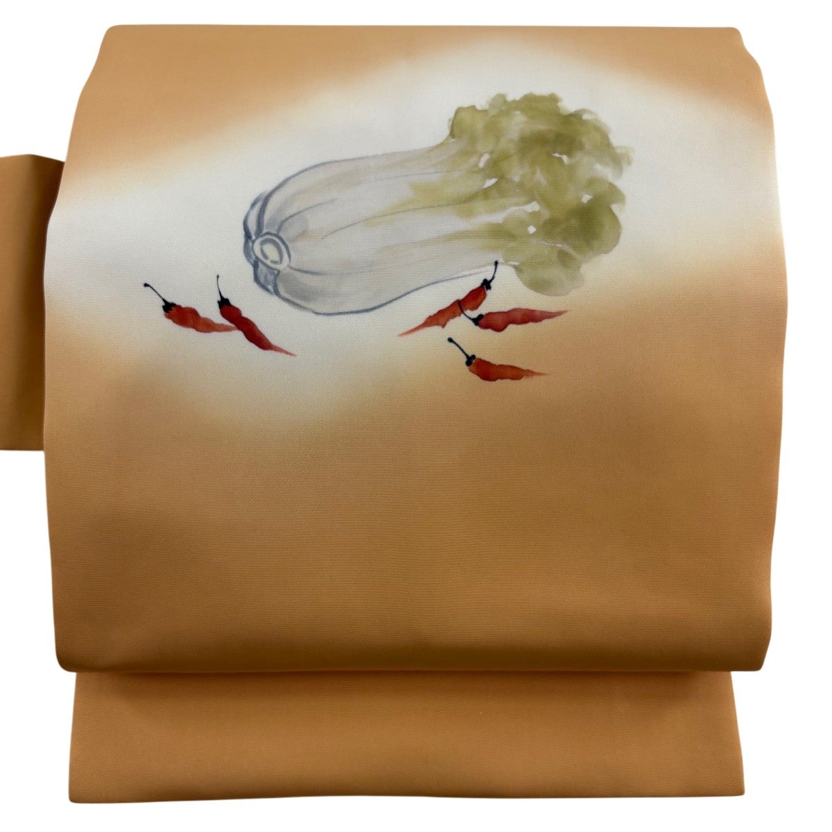 美品】 名古屋帯 秀品 落款あり 野菜 オレンジ 正絹｜中古・古着