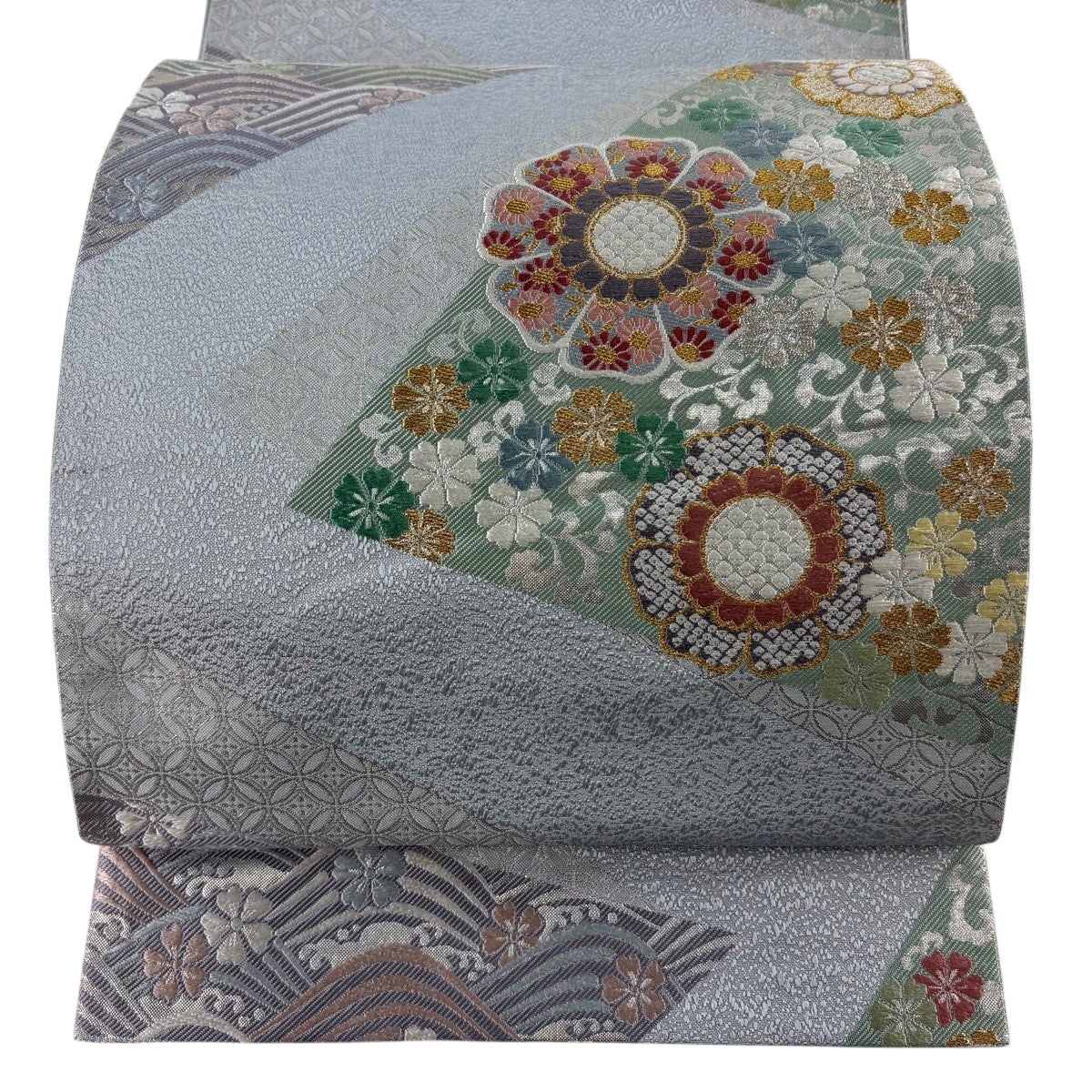 袋帯 秀品 辻が花 箔 金糸 緑 六通 正絹｜中古・古着・リサイクル着物 