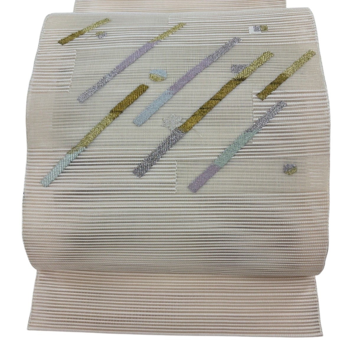 名古屋帯 秀品 夏帯 絽 八寸名古屋帯 松葉仕立て 霞 金銀糸 クリーム