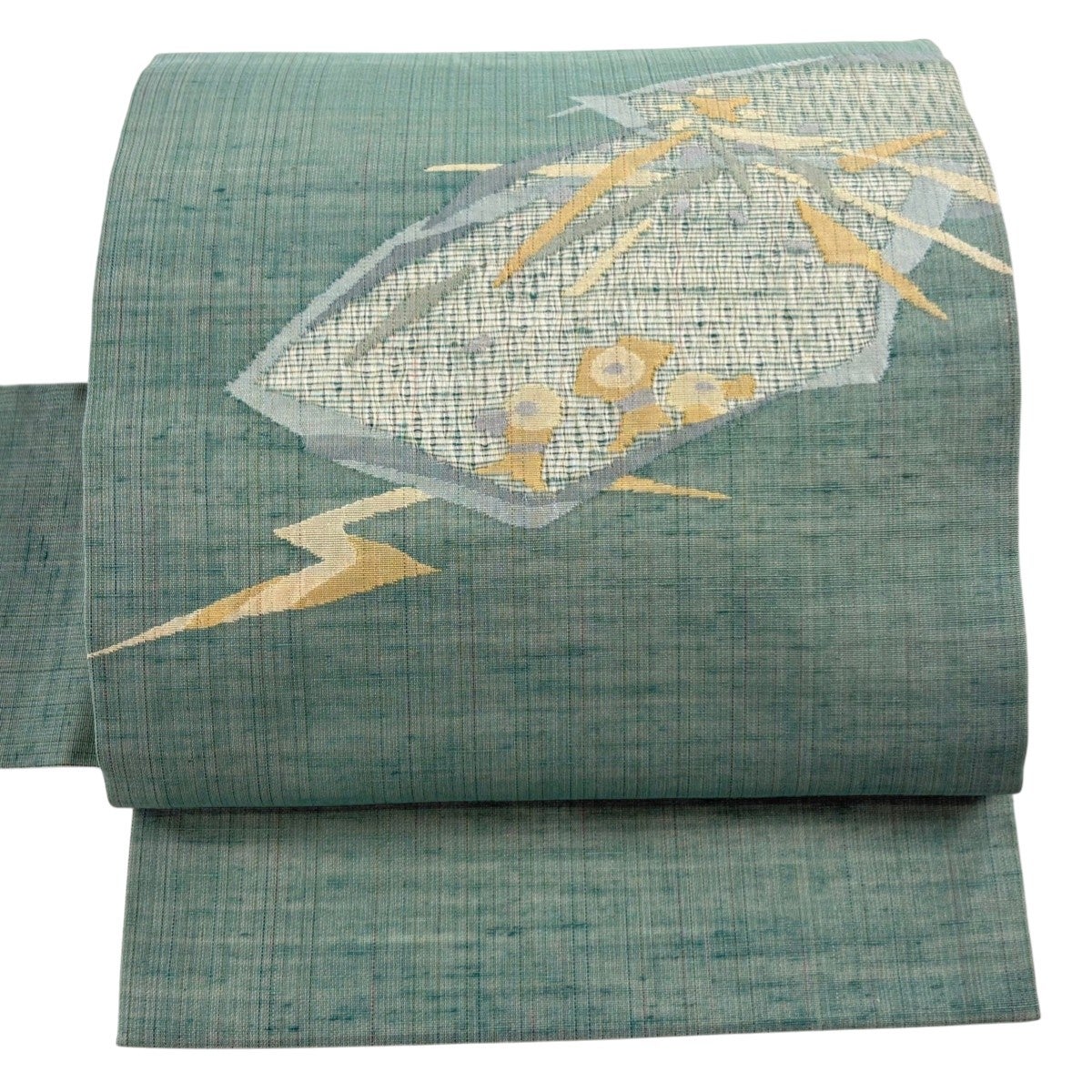 50%OFF 名古屋帯 秀品 夏帯 扇面 童 金銀糸 薄緑 正絹 K50｜中古・古着