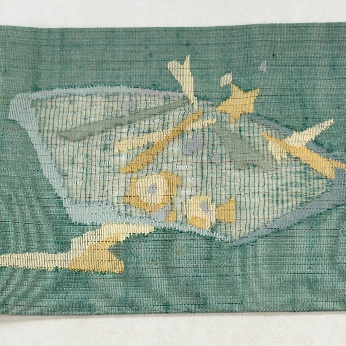名古屋帯 秀品 夏帯 扇面 童 金銀糸 薄緑 正絹｜中古・古着