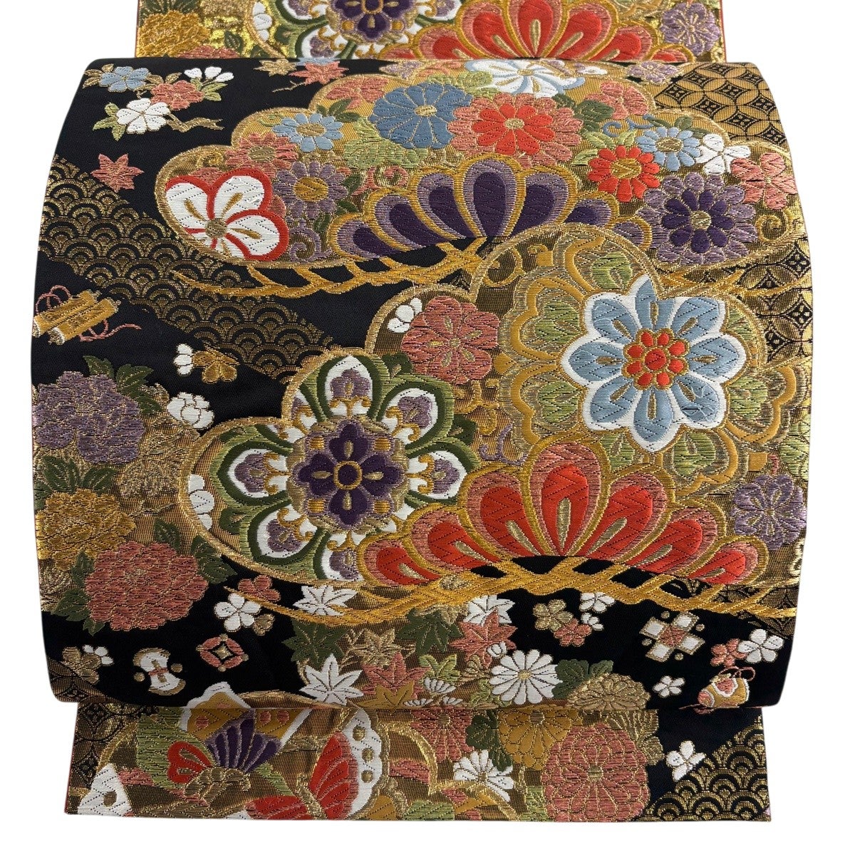 袋帯 秀品 夏帯 絽 竜田川 華文 鳥 金銀糸 箔 薄ピンク 六通 正絹
