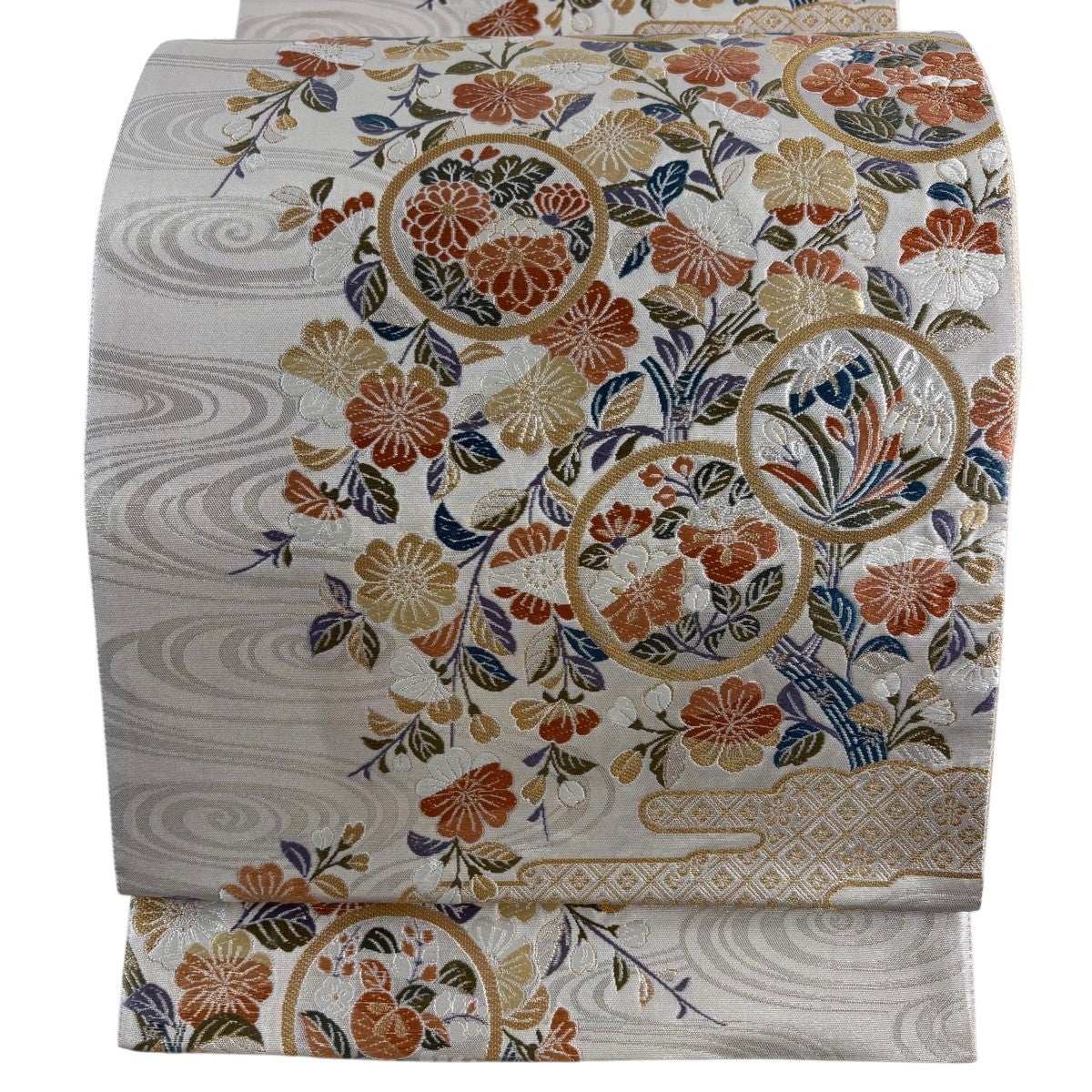 袋帯 秀品 向かい鳥 花鳥 金銀糸 箔 金色 六通 正絹｜中古・古着