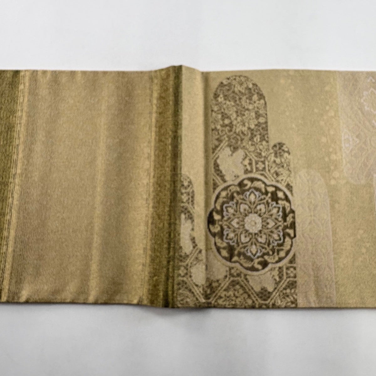 美品】 袋帯 秀品 華文 花鳥 金糸 ベージュ 六通 正絹｜中古・古着