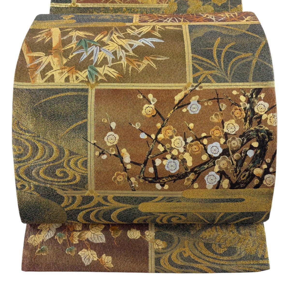 最終価格】 77%OFF 【美品】 袋帯 秀品 関西仕立て 松竹梅 鶴 金糸