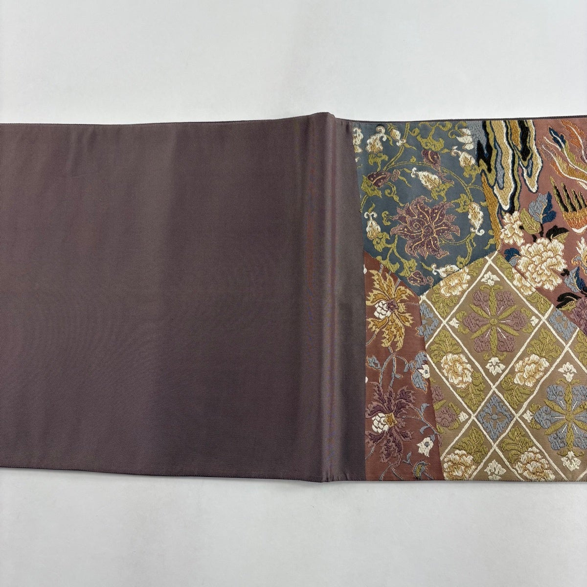 袋帯 秀品 鳳凰 花唐草 金糸 灰紫 六通 正絹｜中古・古着・リサイクル