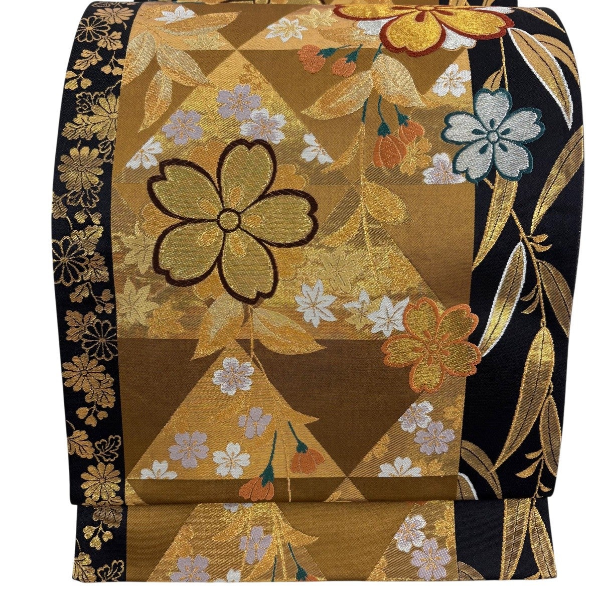 袋帯 秀品 桜 鱗 箔 茶色 六通 正絹｜中古・古着・リサイクル着物通販