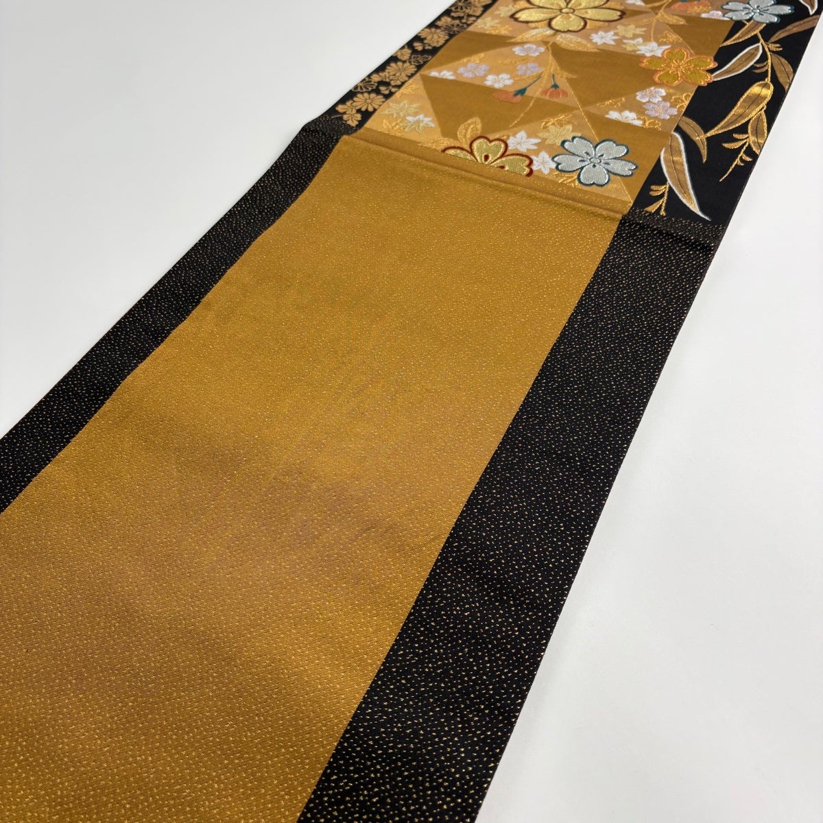 袋帯 秀品 桜 鱗 箔 茶色 六通 正絹｜中古・古着・リサイクル着物通販