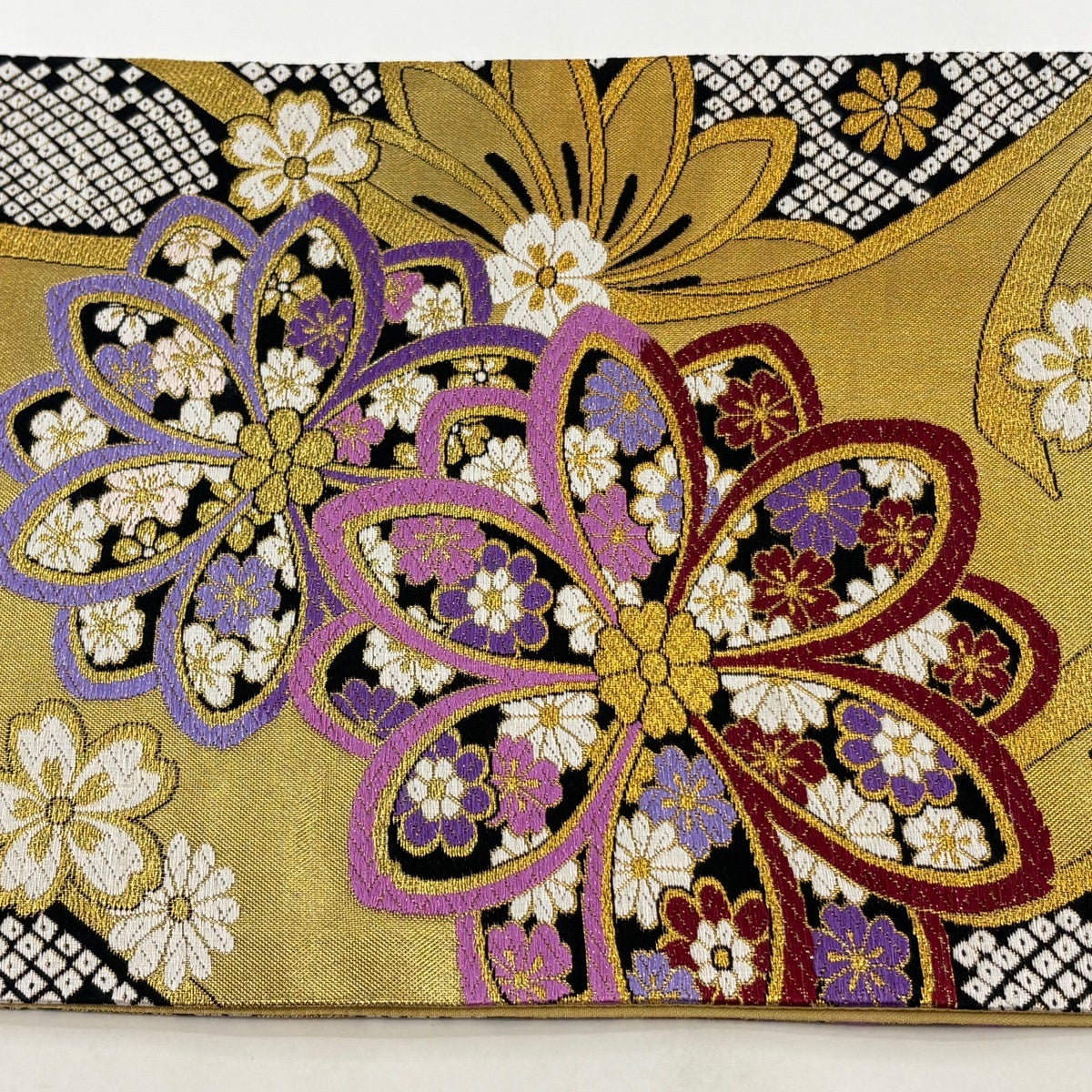 袋帯 秀品 花 桜 金糸 箔 金色 六通 正絹｜中古・古着・リサイクル着物